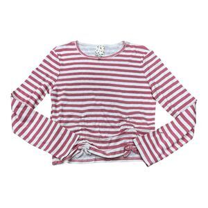 Belle du Jour Pink Striped Heart Cinched Girl Sweater L